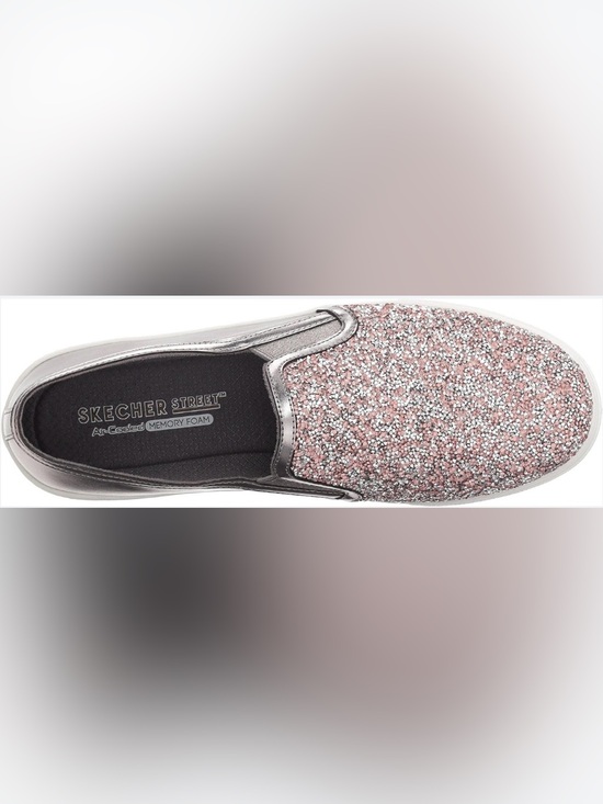 Skechers Shoes - Skechers bold Slip-On Sneaker in Rose Glitter and Silver